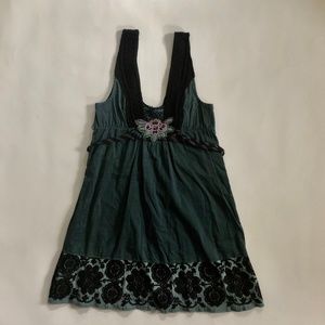 Free People Embroidered Tie-Back Smock Dress